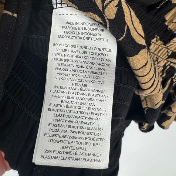 Lauren Ralph Lauren Black Tan Floral Off Shoulder Smocked Long Sleeve Blouse S - Picture 6 of 8